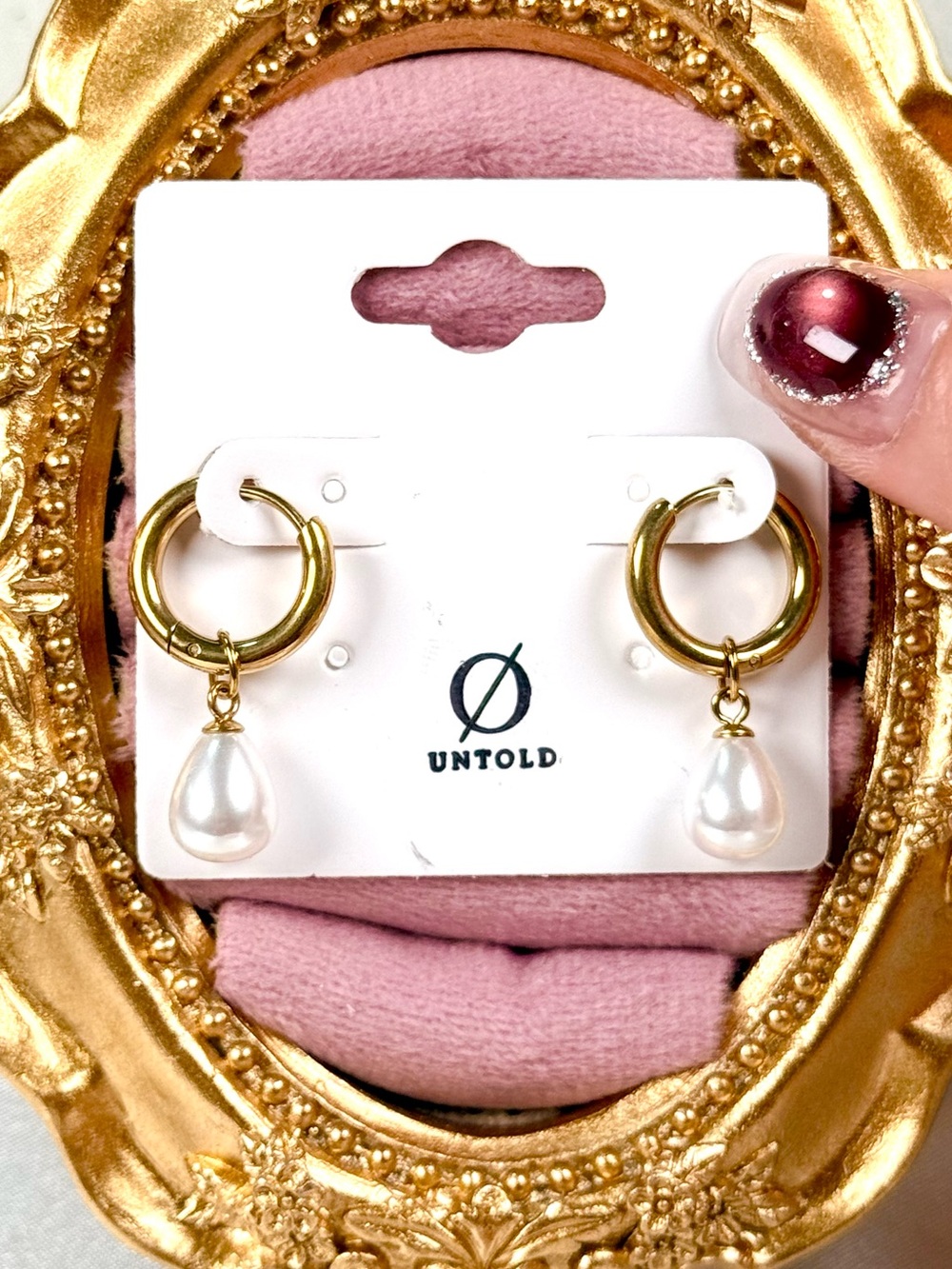 #131 Stainless Steel Water Droplet Pearl Hoop Earrings